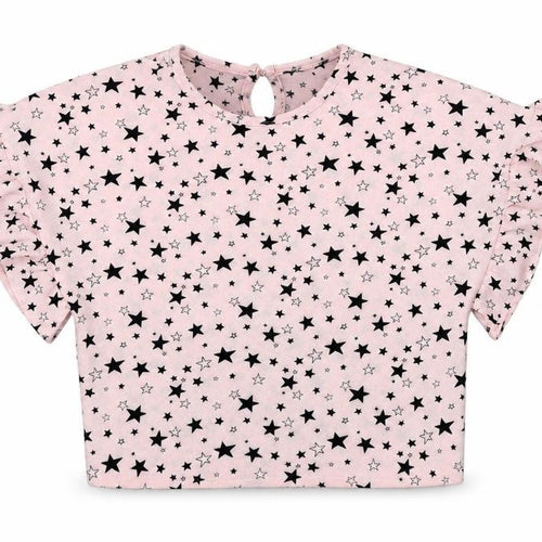 Dunnes Stores Girls Pink  Polyester Tunic T-Shirt Size 7 Years Round Neck Pullover - Star