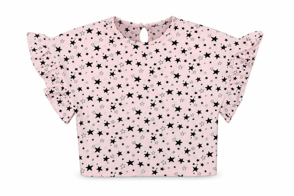 Dunnes Stores Girls Pink  Polyester Tunic T-Shirt Size 7 Years Round Neck Pullover - Star