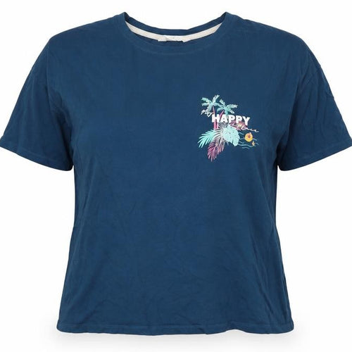 marksd Womens Blue  Cotton Basic T-Shirt Size 16 Round Neck - Happy, Loungewear