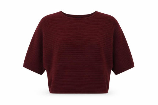 Front view of F&F women’s red round neck polyester jumper, size UK 10