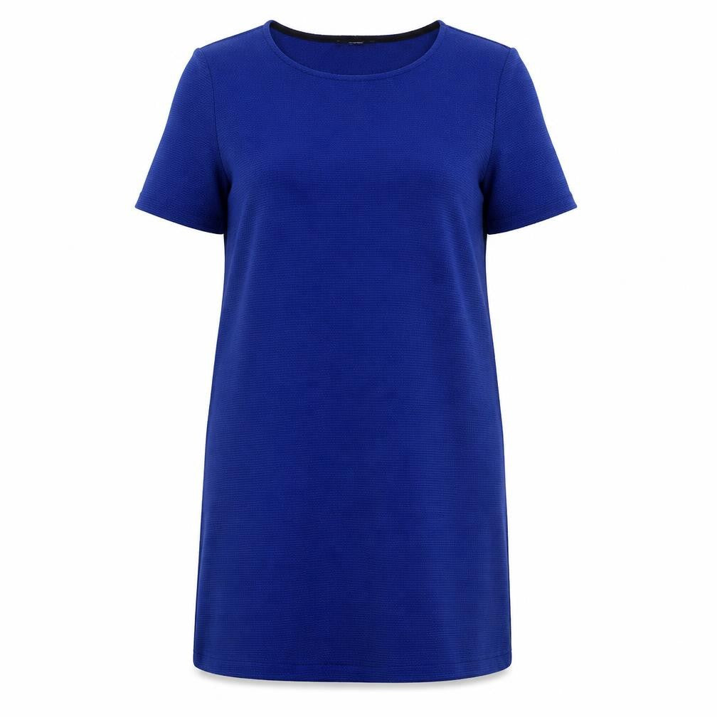 Front view of George women’s blue polyester a-line, size UK 12, round neck zip