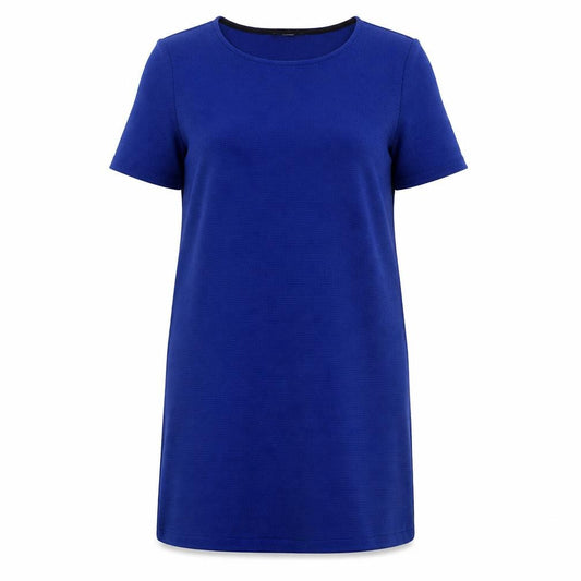 Front view of George women’s blue polyester a-line, size UK 12, round neck zip