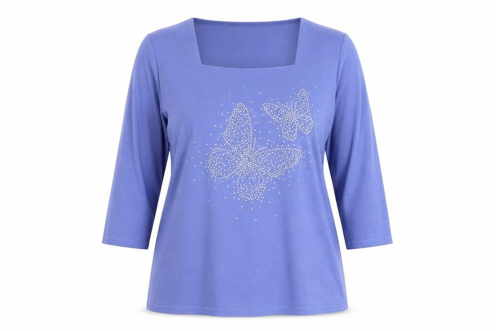 Love Leisure Womens Purple Square Neck  Polyester Pullover Jumper Size 16   - Butterflies
