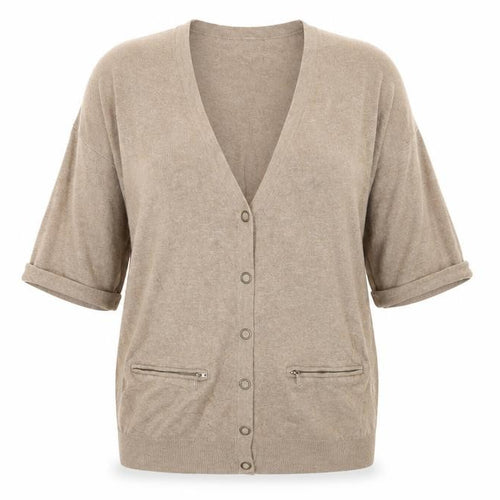TU Womens Brown V-Neck  Acrylic Cardigan Jumper Size 16