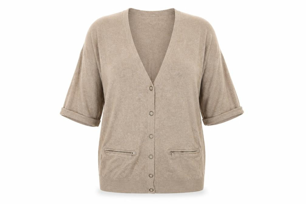 TU Womens Brown V-Neck  Acrylic Cardigan Jumper Size 16