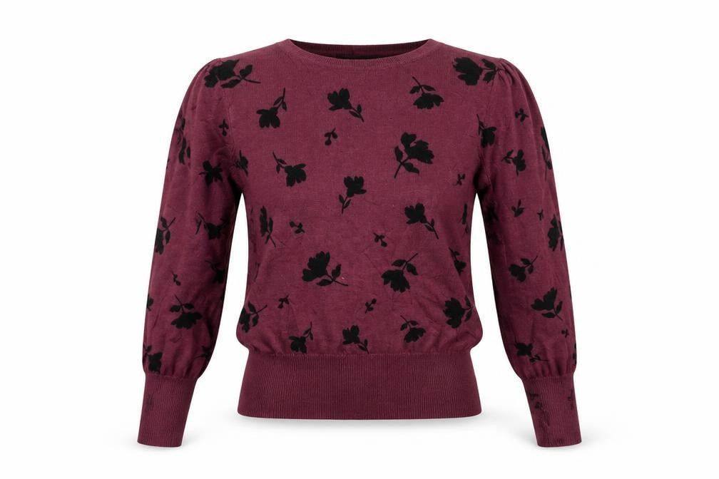 Marks and Spencer Womens Purple Crew Neck Floral Viscose Pullover Jumper Size 6