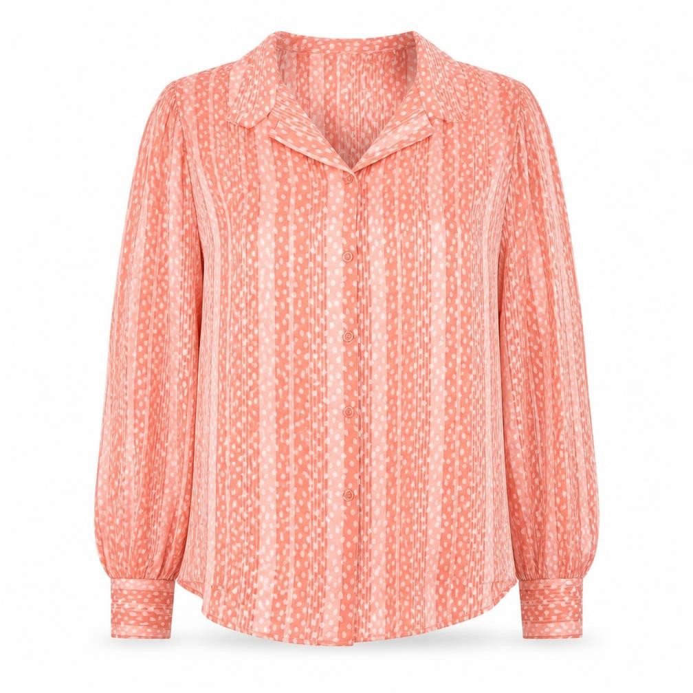 Paige Womens Pink Polka Dot Polyester Basic Button-Up Size 16 Collared