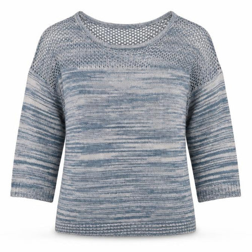 Verve Womens Blue Round Neck Striped Acrylic Pullover Jumper Size XL