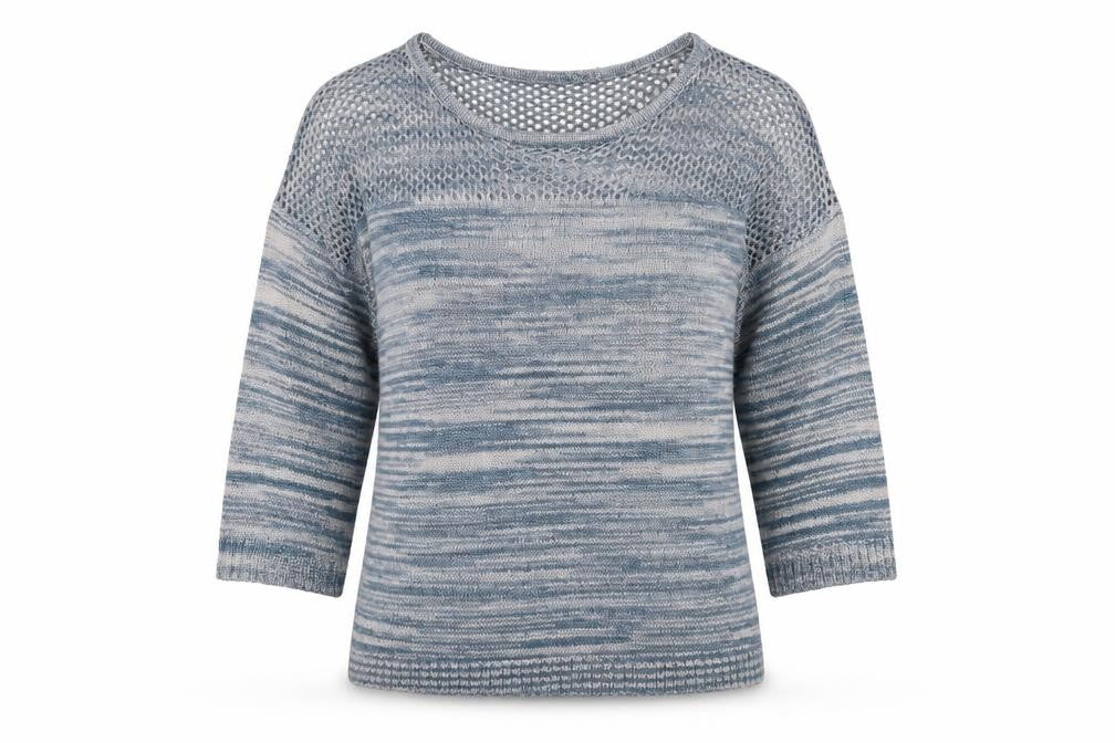 Verve Womens Blue Round Neck Striped Acrylic Pullover Jumper Size XL