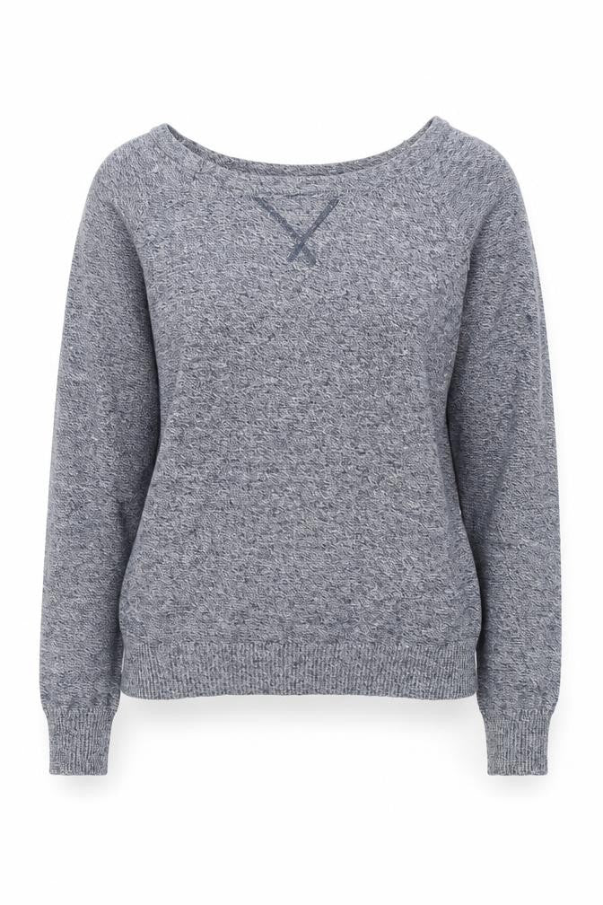Poof Womens Blue Boat Neck  Acrylic Pullover Jumper Size S