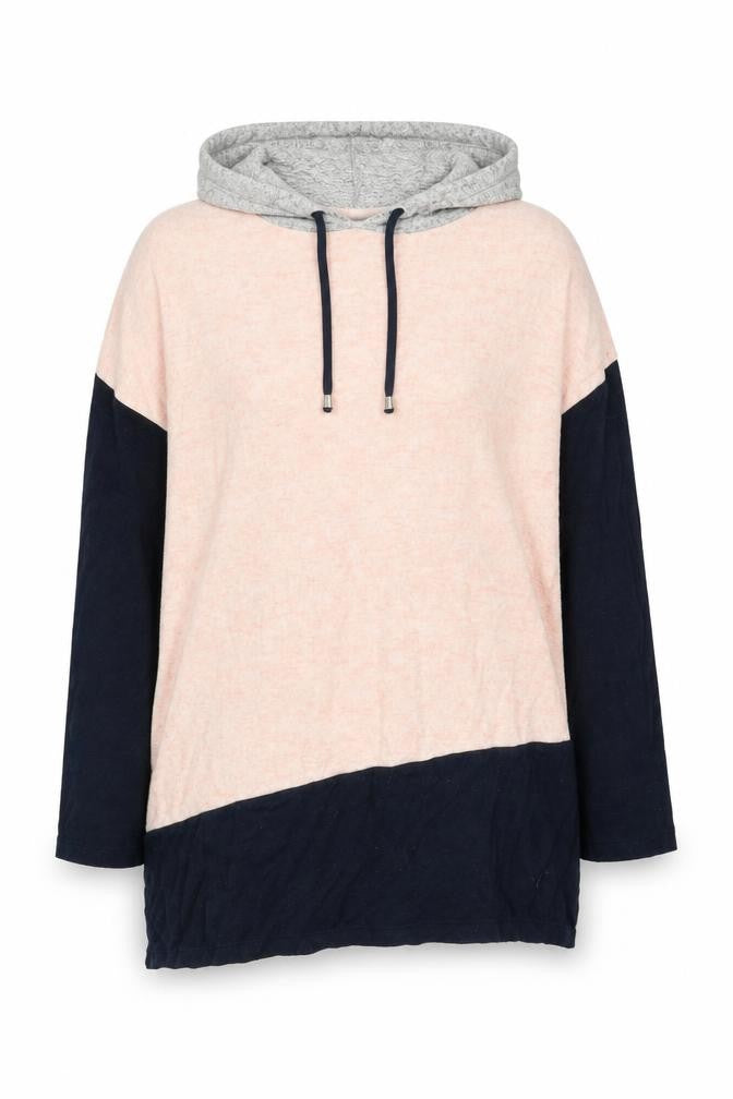 Front view of Wallis women’s pink viscose pullover hoodie, size UK 12, pullover