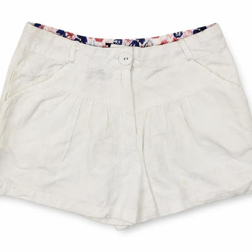 TU Girls White  Cotton Mom Shorts Size 8 Years  Regular Buckle