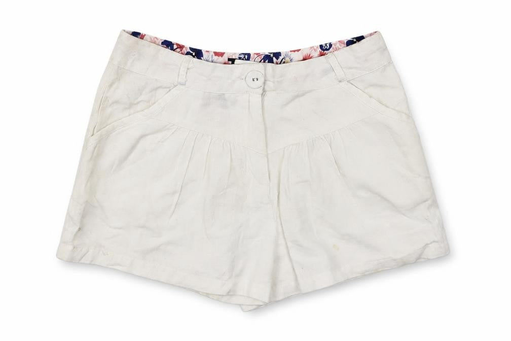 TU Girls White  Cotton Mom Shorts Size 8 Years  Regular Buckle