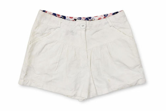 TU Girls White  Cotton Mom Shorts Size 8 Years  Regular Buckle