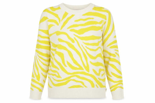 Front view of Marks & Spencer women’s multicoloured round neck animal print polyester jumper, size UK 10