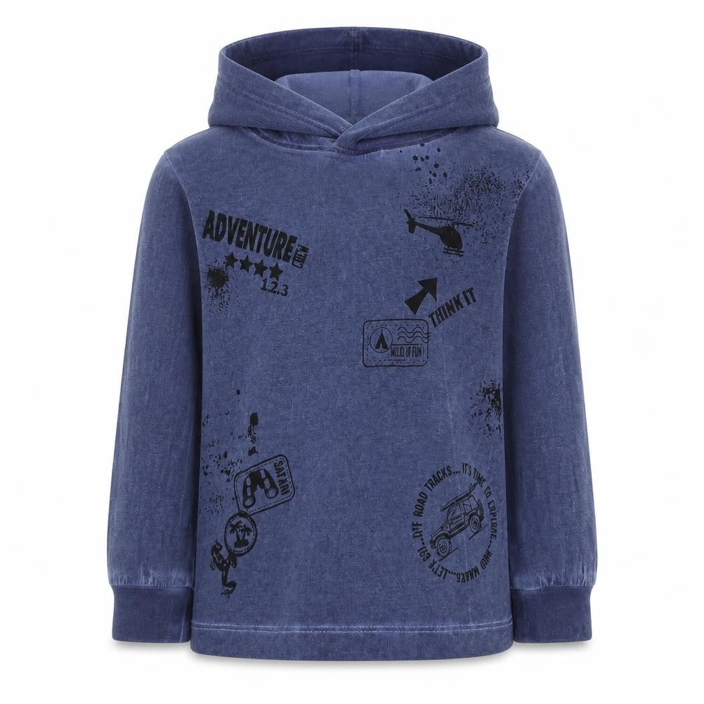 Matalan Boys Blue  100% Cotton Pullover Hoodie Size 2-3 Years  Pullover - Adventure Crew