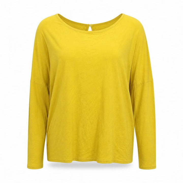 TWO FOR JOY Womens Yellow Viscose Basic T-Shirt Size 8 Boat Neck