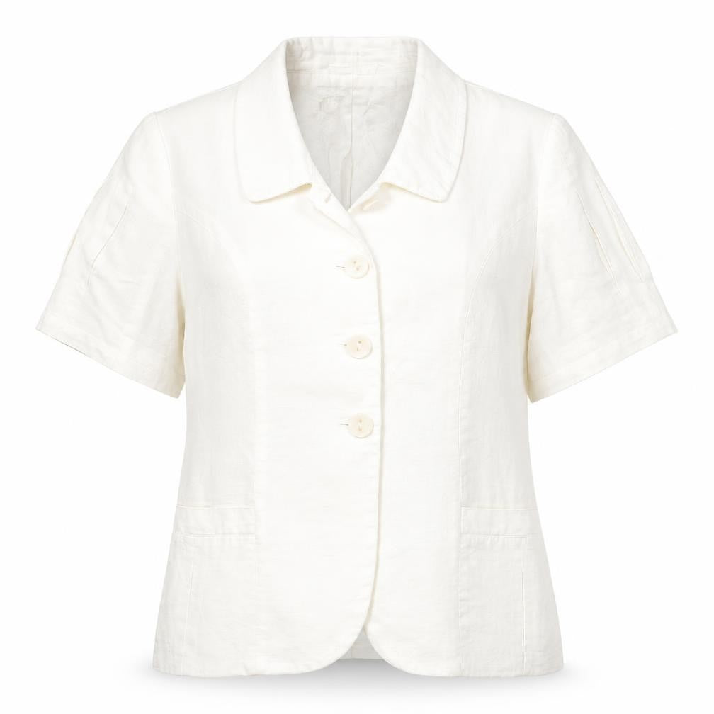 Front view of Alex & Co women’s white acetate basic button-up, size UK 14, collared