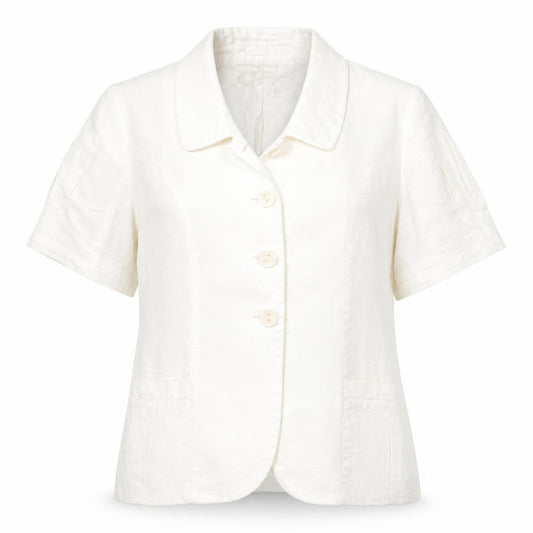Front view of Alex & Co women’s white acetate basic button-up, size UK 14, collared