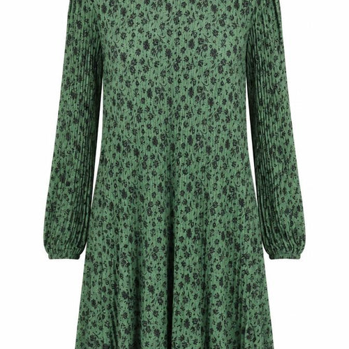 Stradivarius Womens Green Floral Polyester Skater Dress  Size S  Roll Neck