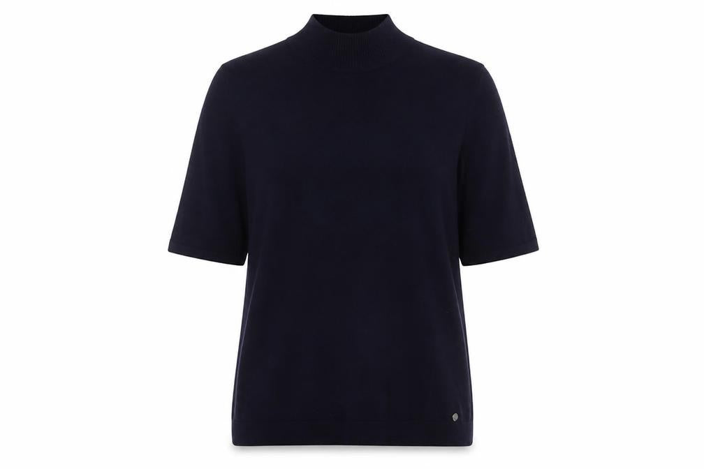 Gollehaug Womens Blue Mock Neck  Acrylic Pullover Jumper Size 14