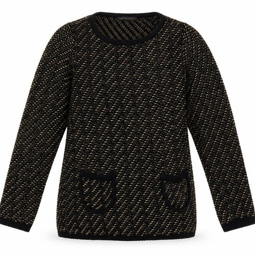 Marks and Spencer Womens Black Boat Neck Geometric Acrylic Pullover Jumper Size 10
