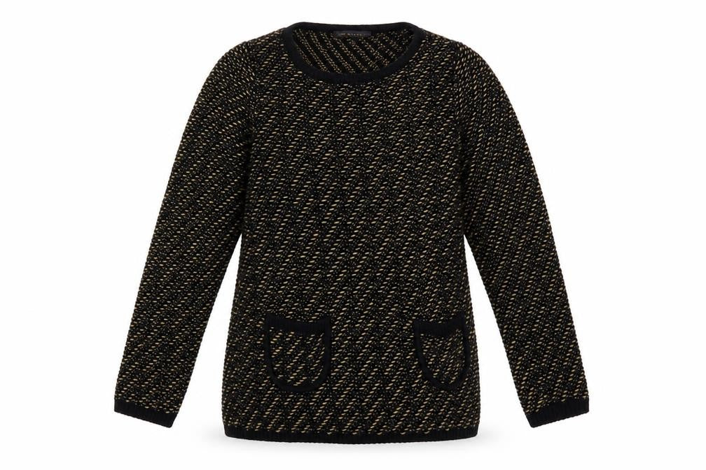 Marks and Spencer Womens Black Boat Neck Geometric Acrylic Pullover Jumper Size 10