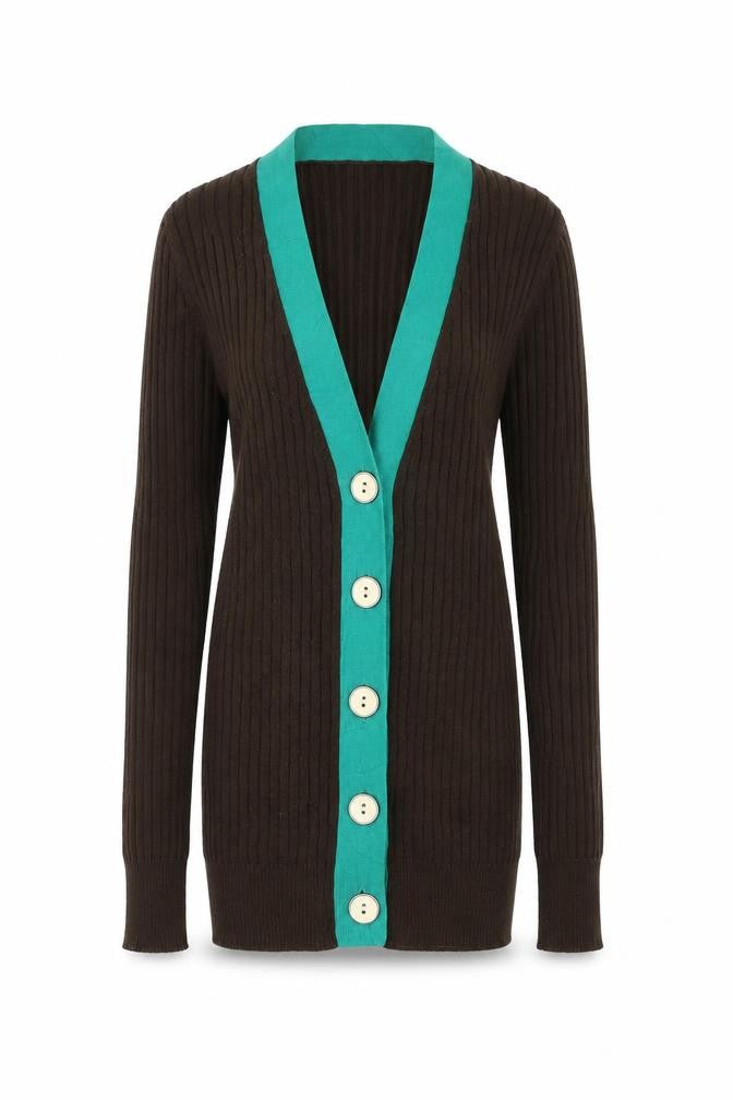 Old Navy Womens Brown V-Neck  Polyester Cardigan Jumper Size XS