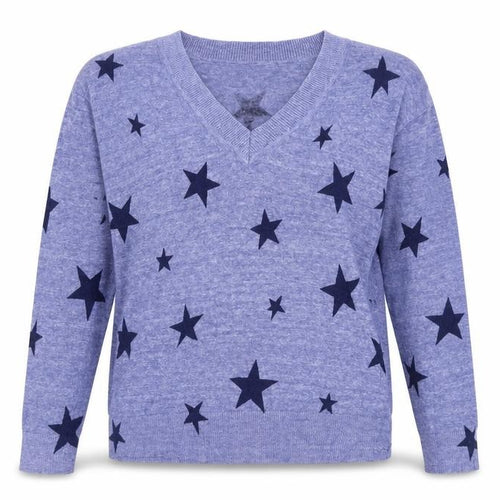 Marks and Spencer Womens Blue Boat Neck  Cotton Pullover Jumper Size S   - Stars