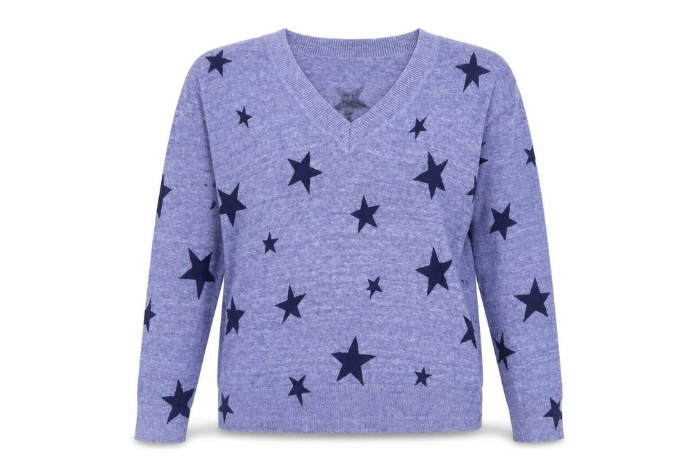 Marks and Spencer Womens Blue Boat Neck  Cotton Pullover Jumper Size S   - Stars