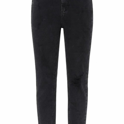 New Look Womens Black  Cotton Skinny Jeans Size 8 L26 in Regular Button - ripped detail