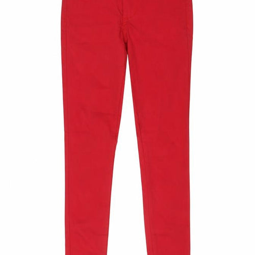 Pieces Womens Red  Cotton Skinny Jeans Size 2XS L30 in Regular Button