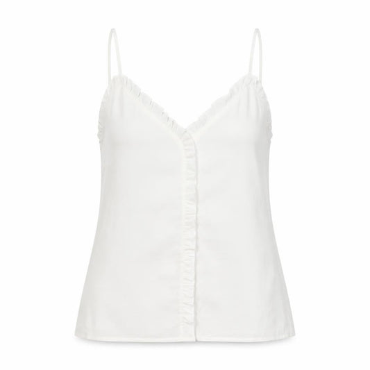 Front view of SHEIN women’s white polyester basic tank, size L, v-neck