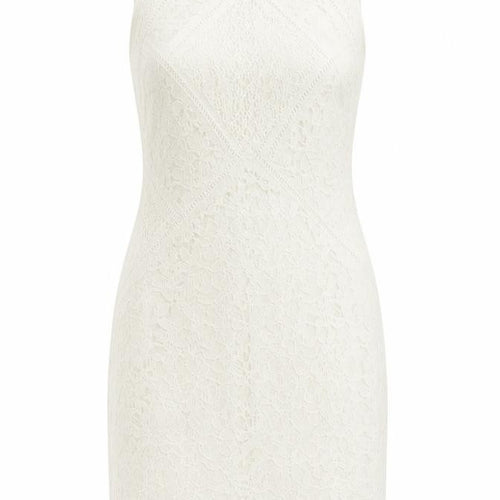 Topshop Womens White  Nylon Bodycon  Size 6  Crew Neck Zip