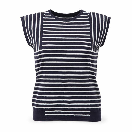 Front view of Next women’s multicoloured round neck striped cotton jumper, size UK 8