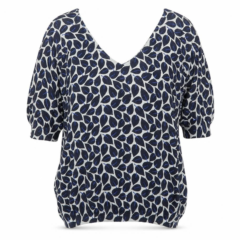 Front view of Next women’s multicoloured v-neck floral cotton jumper, size UK 10