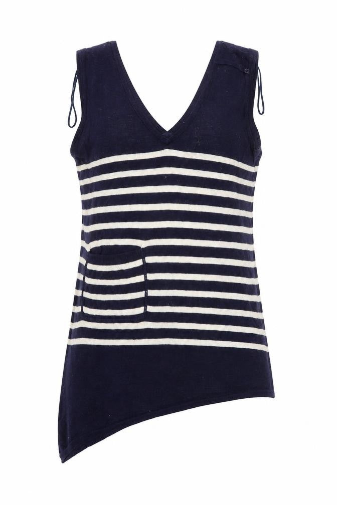 Planet Womens Multicoloured V-Neck Striped Viscose Vest Jumper Size S