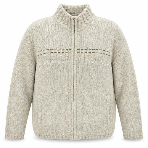 BHS Womens Beige Round Neck  Acrylic Full Zip Jumper Size 16