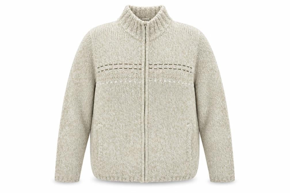BHS Womens Beige Round Neck  Acrylic Full Zip Jumper Size 16