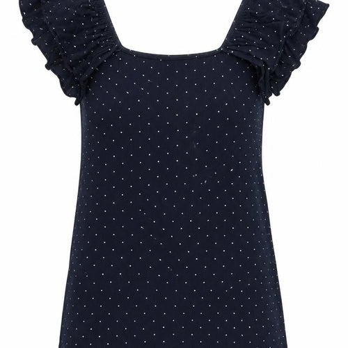 Mango Womens Blue Polka Dot Polyester Basic Blouse Size 8 Scoop Neck