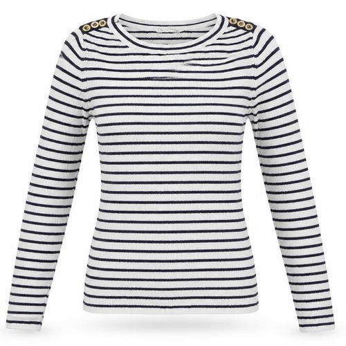 Miss Selfridge Womens White Round Neck Striped Acrylic Pullover Jumper Size 10