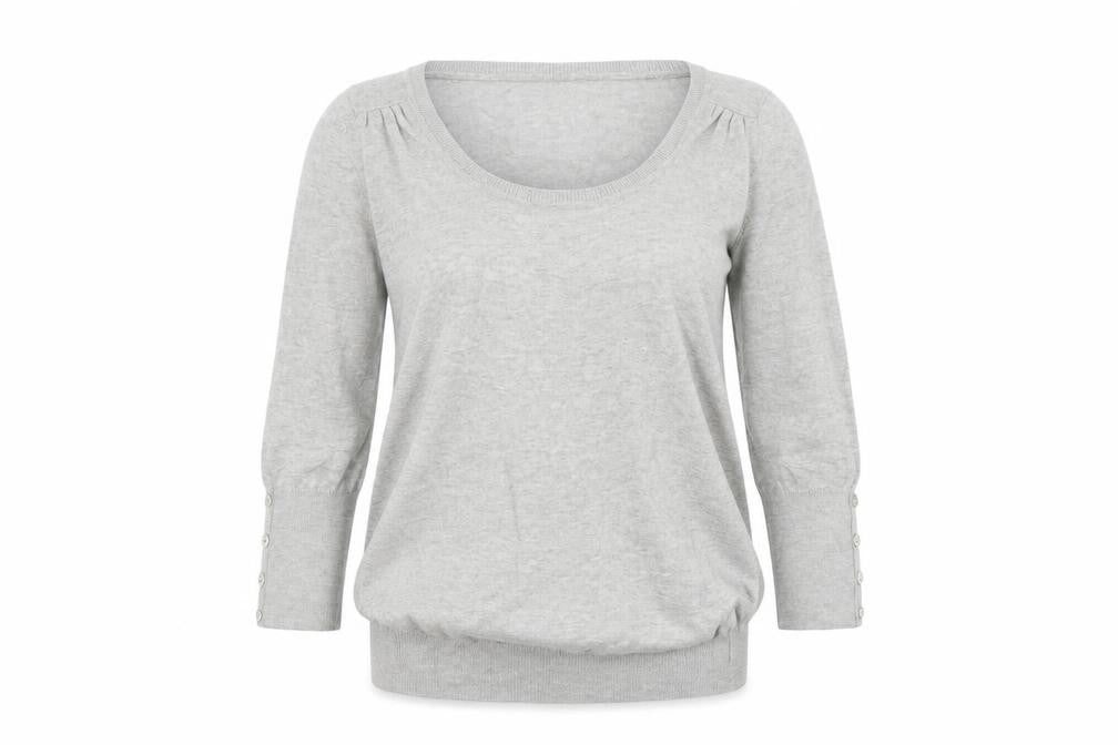 Debenhams Womens Grey Scoop Neck  Cotton Pullover Jumper Size 8