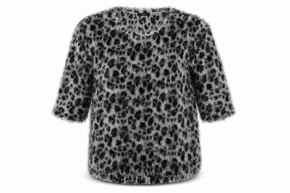 Front view of George women’s multicoloured round neck geometric polyester jumper, size UK 14