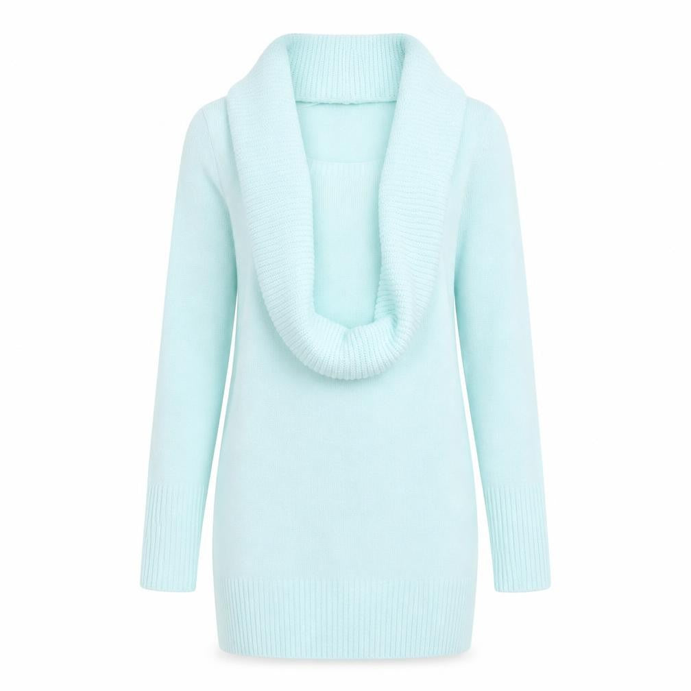 Front view of Trinity women’s blue collared acrylic henley jumper, size UK 8
