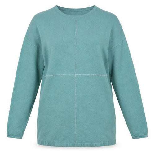 Melody Womens Green Boat Neck  Acrylic Pullover Jumper Size S