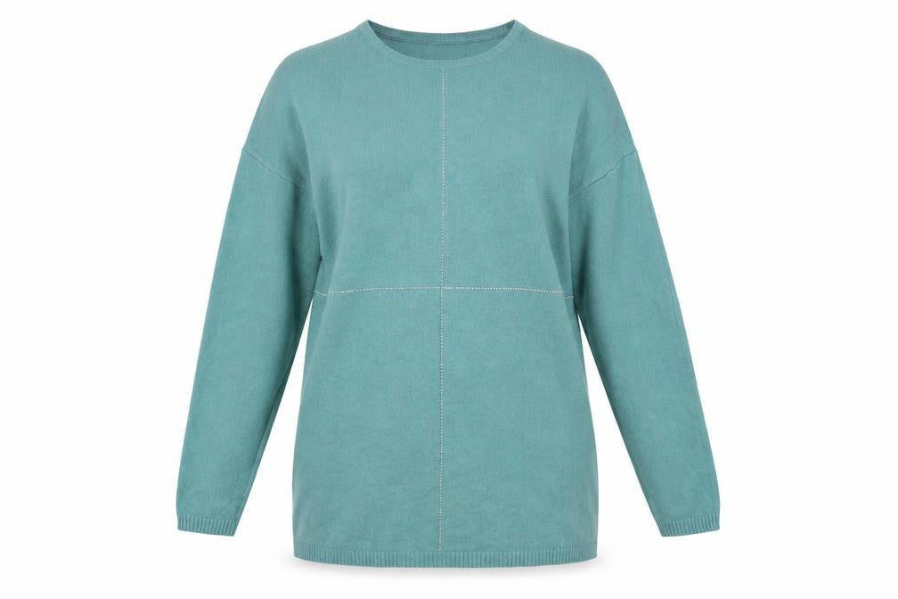 Melody Womens Green Boat Neck  Acrylic Pullover Jumper Size S