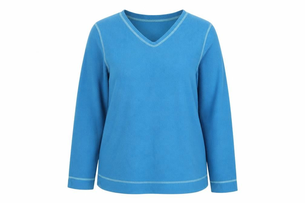 Front view of Carole Hochman women’s blue polyester pullover sweatshirt, size L, pullover
