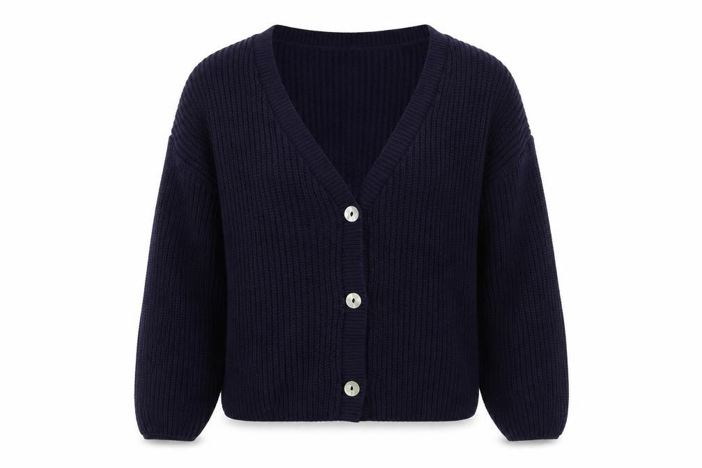 Studio Womens Blue V-Neck  Acrylic Cardigan Jumper Size 12