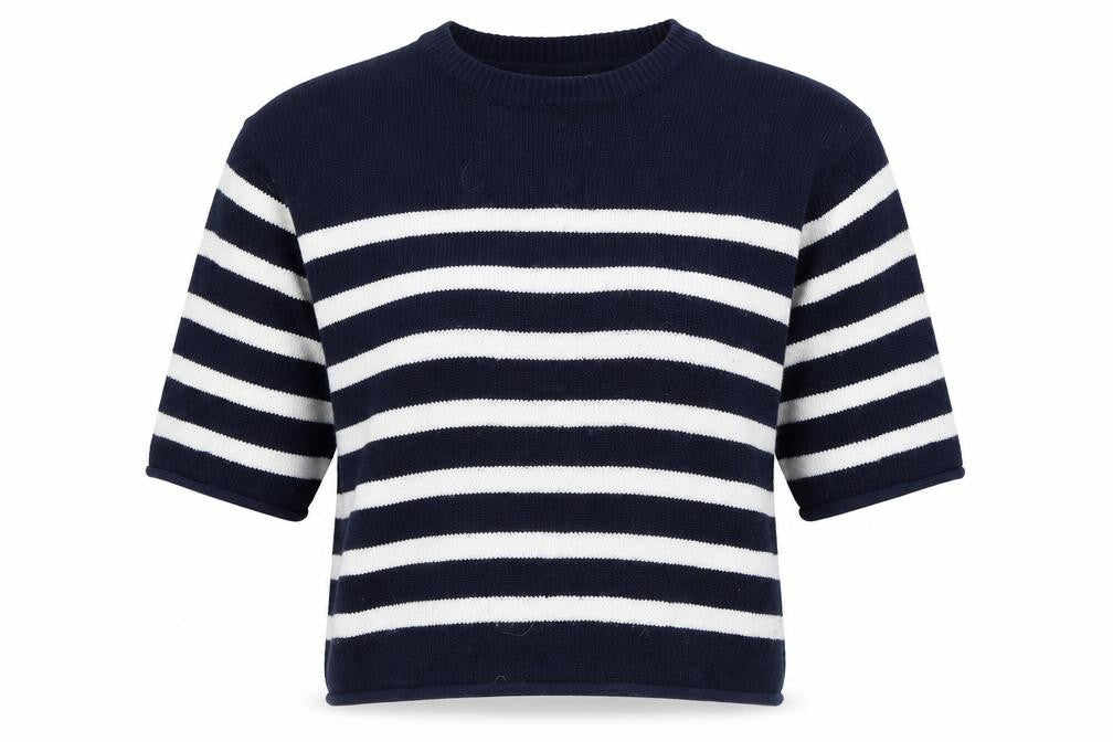 Dorothy Perkins Womens Blue Crew Neck Striped Acrylic Pullover Jumper Size 10