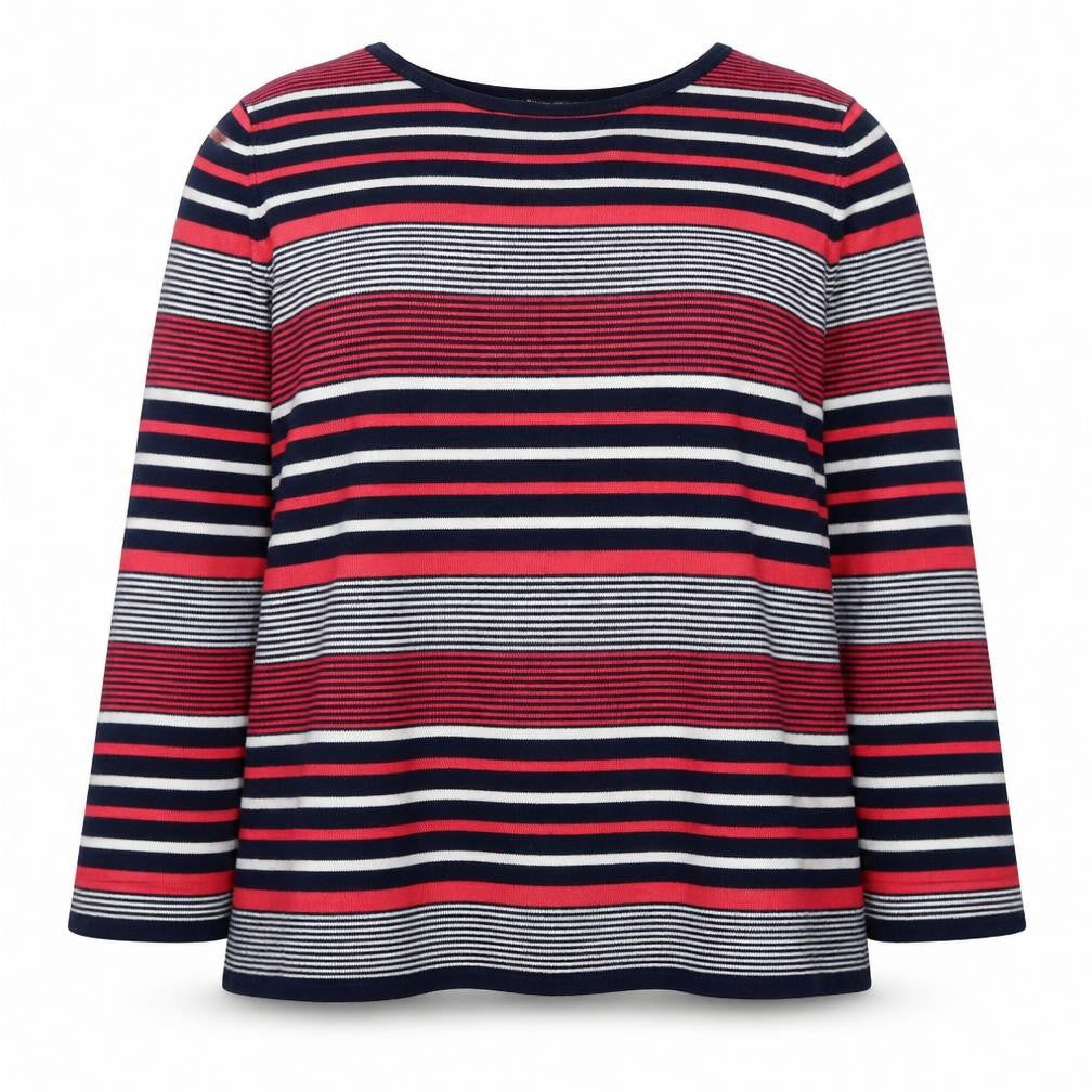 LOVE KNITWEAR Womens Multicoloured Round Neck Striped Acrylic Pullover Jumper Size 22